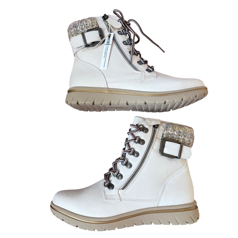 NIB Cliffs by White Mountain Hearty Ankle Sweater Boots Winter White Size 8.5